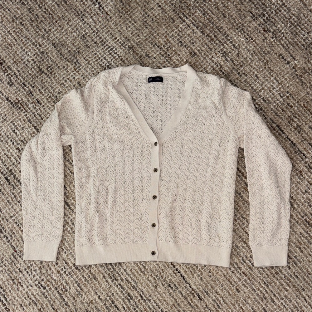 GAP Cream Button-Up Cardigan